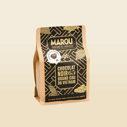 65% dark chocolate drops pouch bag, Vietnam origin label