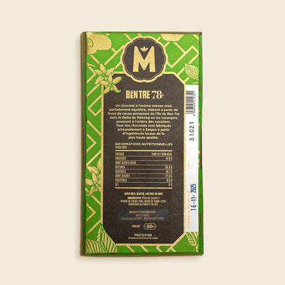 Tablette grand cru de chocolat noir Ben Tre 78%