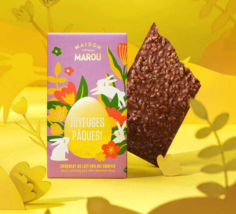 48% Roasted Popped Rice Milk Chocolate Bar – Easter Edition