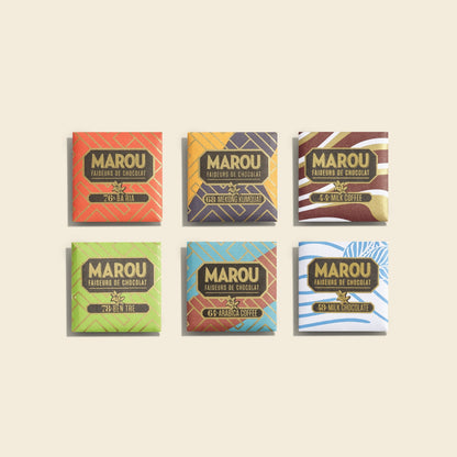 Assorted MAROU napolitains gift set, six wrapped chocolate pieces in varied colors