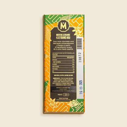 Tablette de chocolat noir Menthe & Orange Dong Nai 68% Format mini