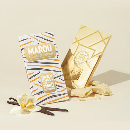 Tablette de chocolat blanc à la vanille vietnamienne 44%