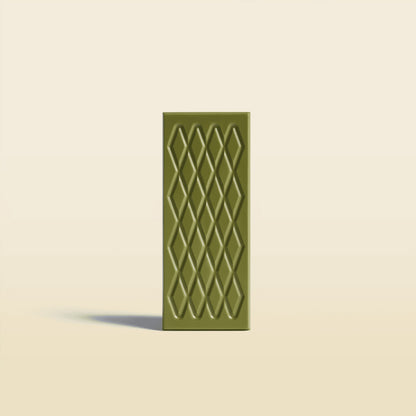 Green chocolate mini bar panel with diamond grid emboss, MAROU